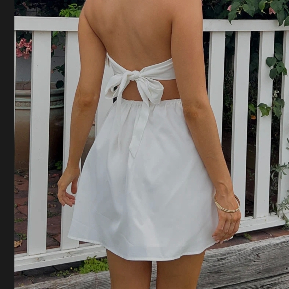 Windsor White Backless Dress with Bow Detail